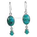 Arizona Turquoise Gemstone with 925 Sterling Silver Designer Earrings Jewelry